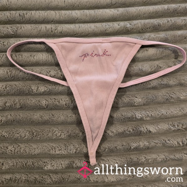 VS Pink G-string Thong With Rhinestones