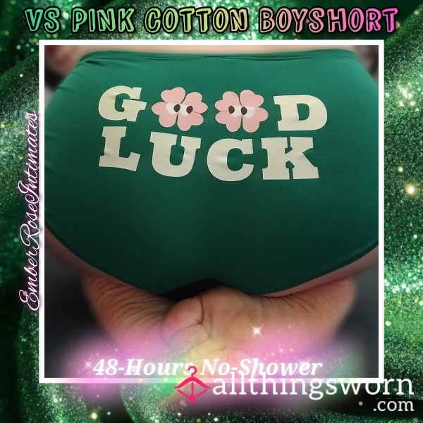 VS PINK Green "Good Luck" Cotton Boyshort - Includes (1) Free Add On 🍀