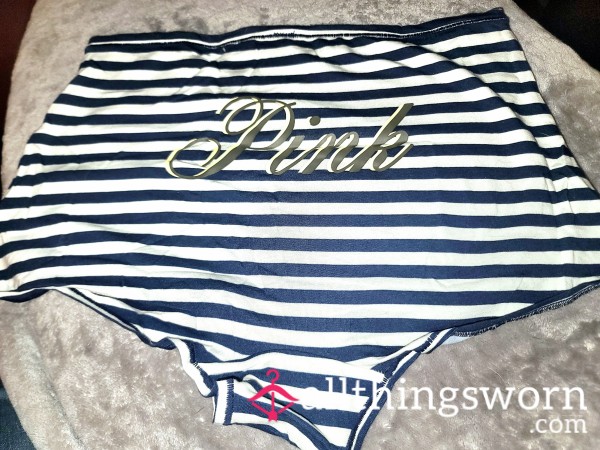 VS Pink - Navy Striped Boyshorts - XXL