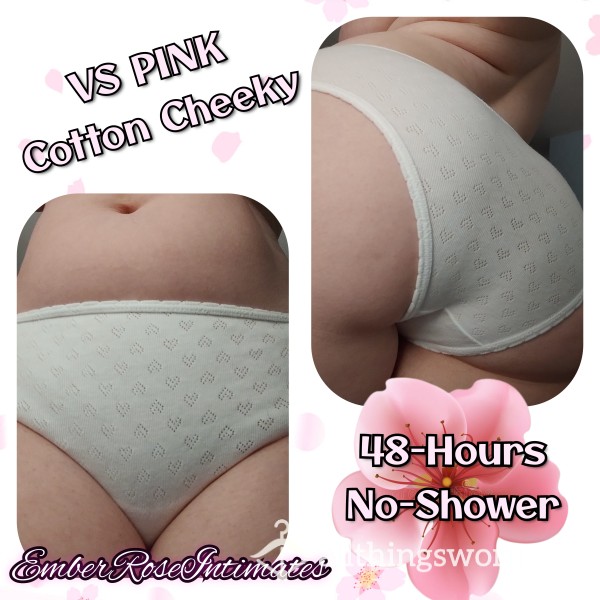 VS PINK White Cotton Cheeky W/ Hearts