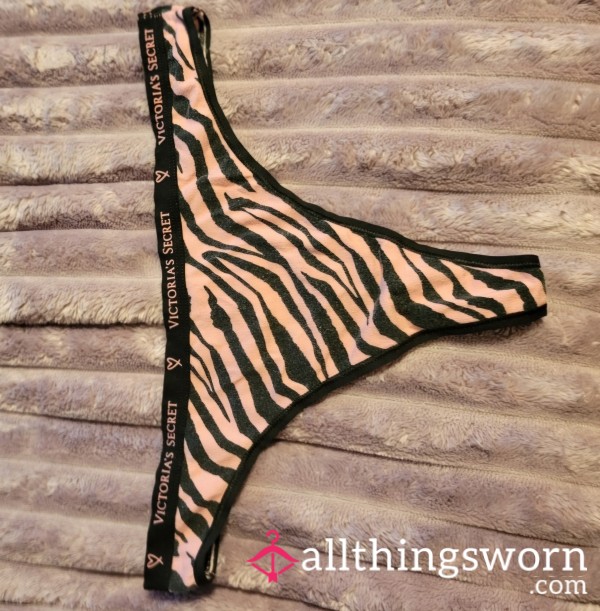 VS Pink/Black Zebra Print Thong