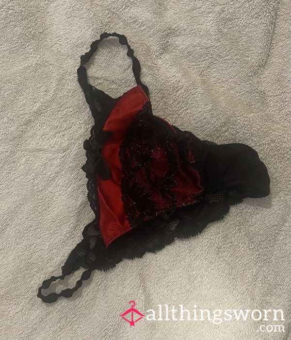 VS Red And Black Silk And Lace Panties