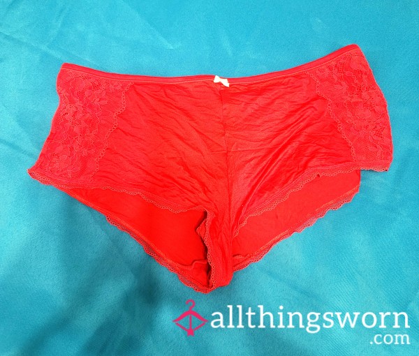 VS Red Satin With Lace Shortie Panties XL – Well Loved – Cotton Gusset – US Shipping Included