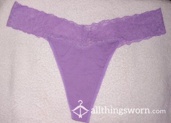 Vs S**y Purple Cotton With Lace Trim Thongs