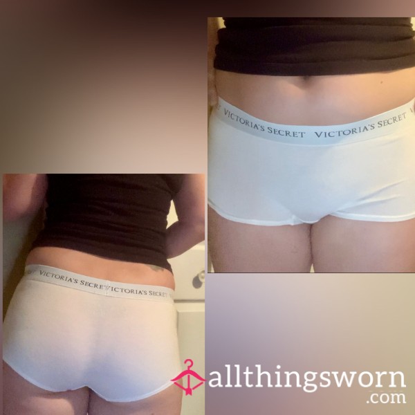 VS White Cotton Boyshorts