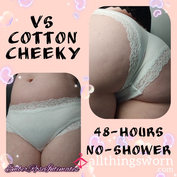 VS White Cotton Lace Trim Cheeky