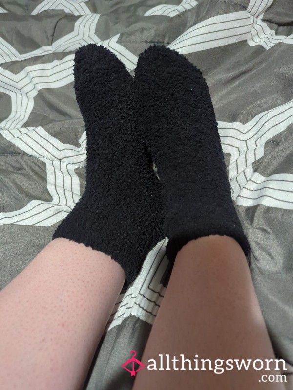 Warm Black Fuzzy Socks