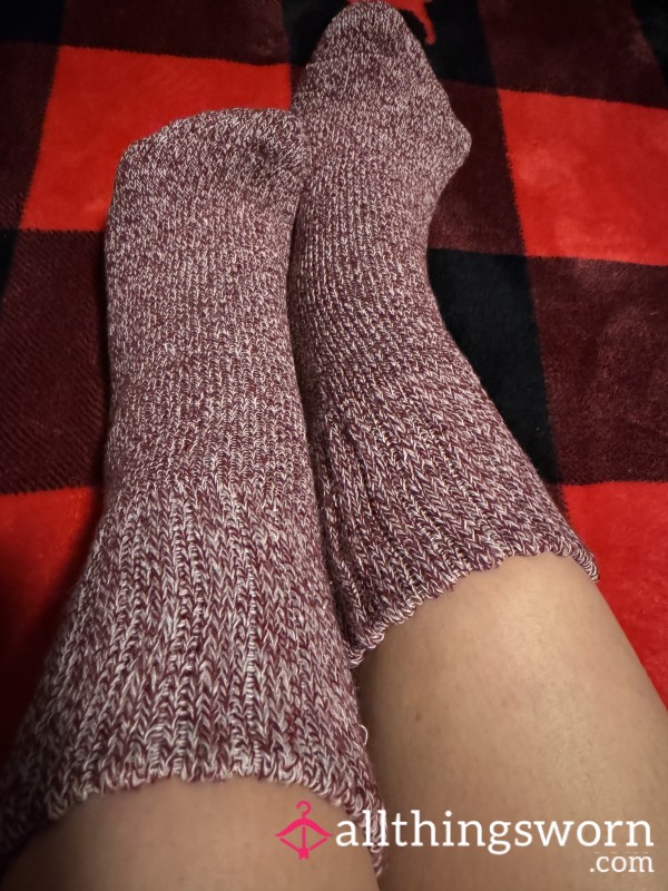 Warm Burgundy Winter Socks