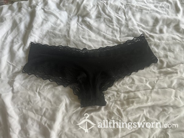 Most Viewed Panties! 💕 Well-loved And Holey Black VS PINK Cotton Cheeky Panties