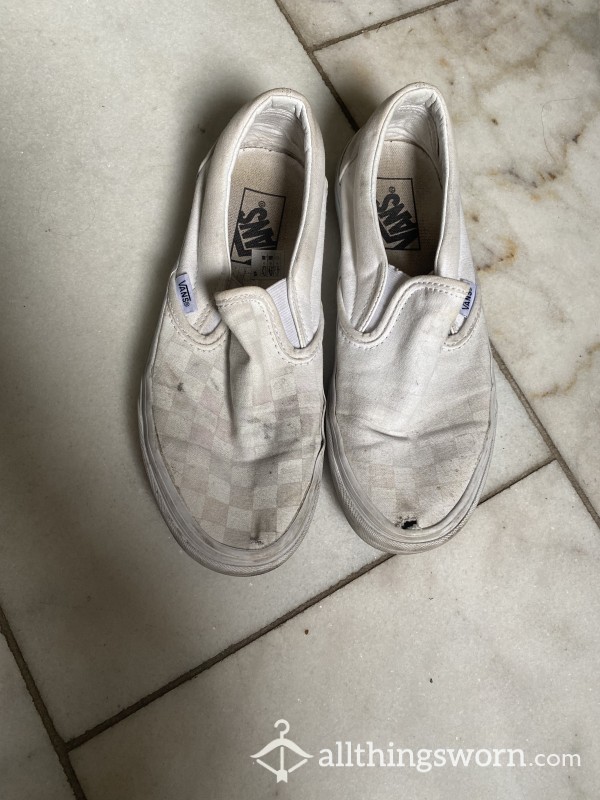 Well Used Slip-On White Vans 2