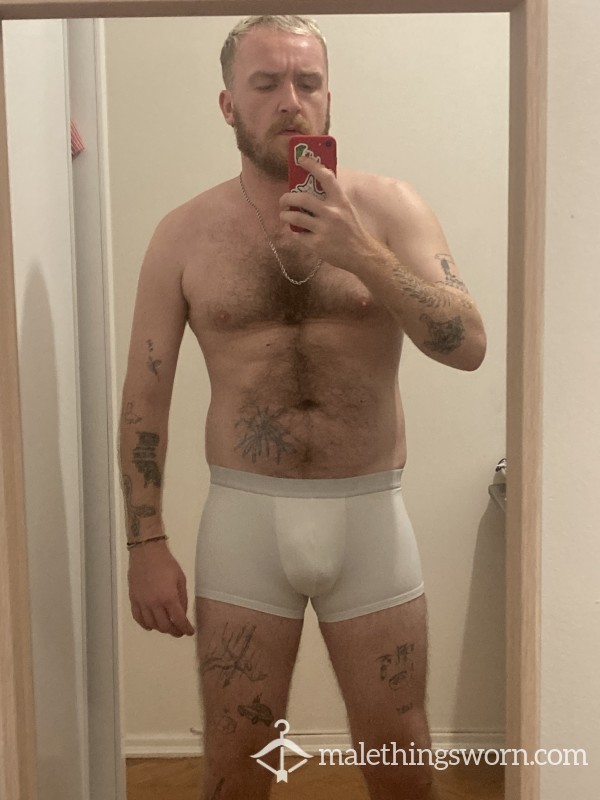 Well-used White Intimmissi Boxer Trunks - You Can Have Them However You Want: Covered In C*m, Pi*s, Sp*t, Sweat, Stink... Whatever ;)