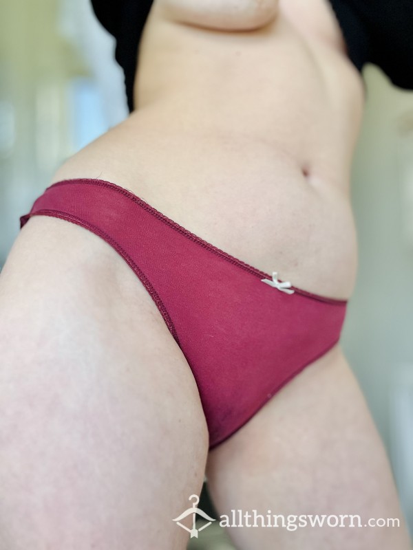 Well Worn Burgundy Cotton Briefs Size 10