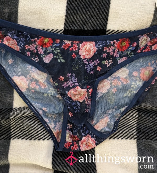 Well Worn All Sheer Laced Fabric Panties Flor*l 🔥