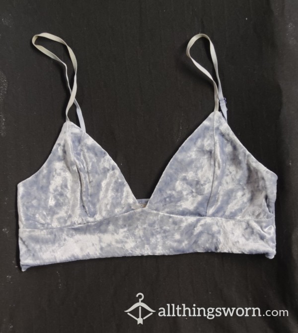 Well Worn And Much Loved Soft Blue Velvet Bralette