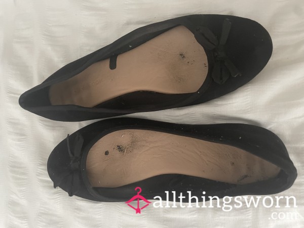 Well Worn And Used Daily Flat Black Pumps