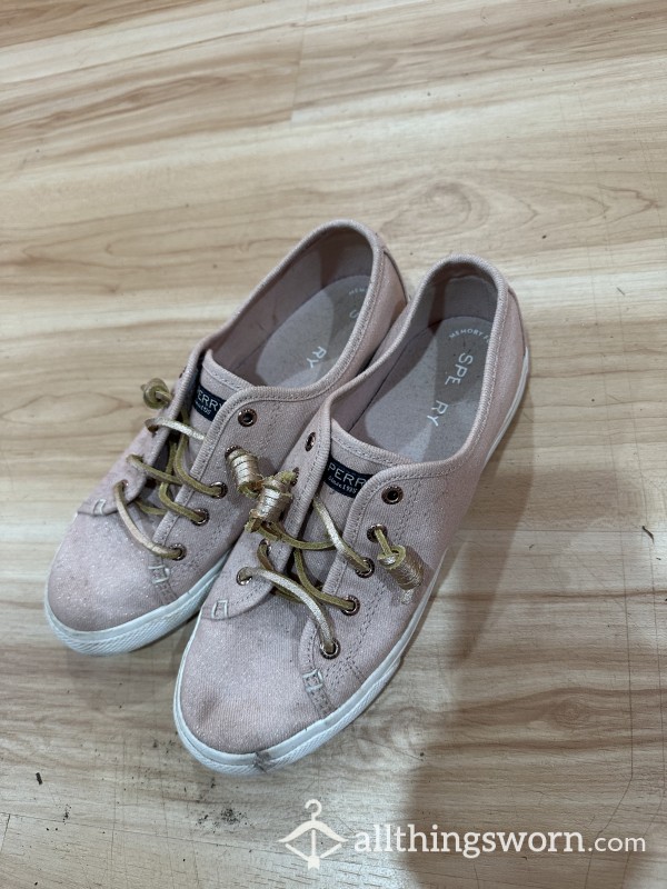 Well Worn Baby Pink Sparkling Sperrys