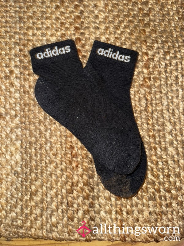 🖤👟 Well-Worn Black Adidas Gym Ankle Socks 👟🖤