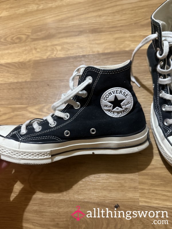 Well- Worn Black Converse Size 6