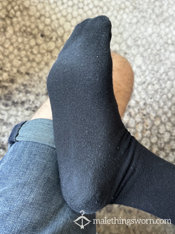 Sweaty Worn Black Dress Socks