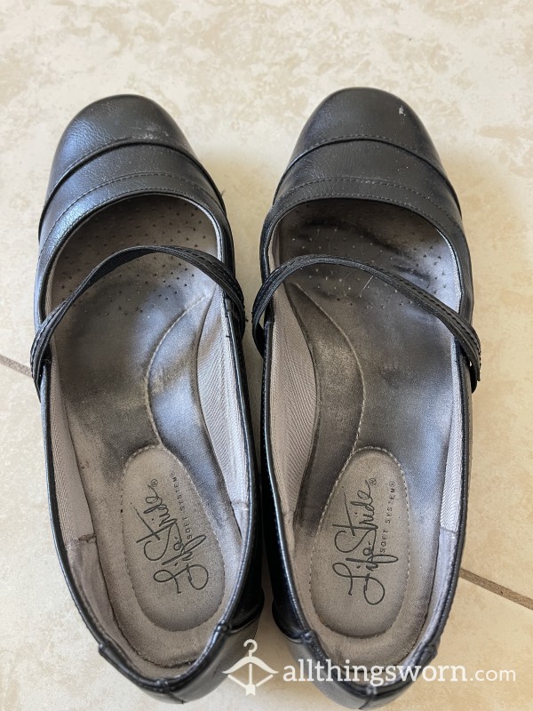 Well Worn Black Flat Shoes