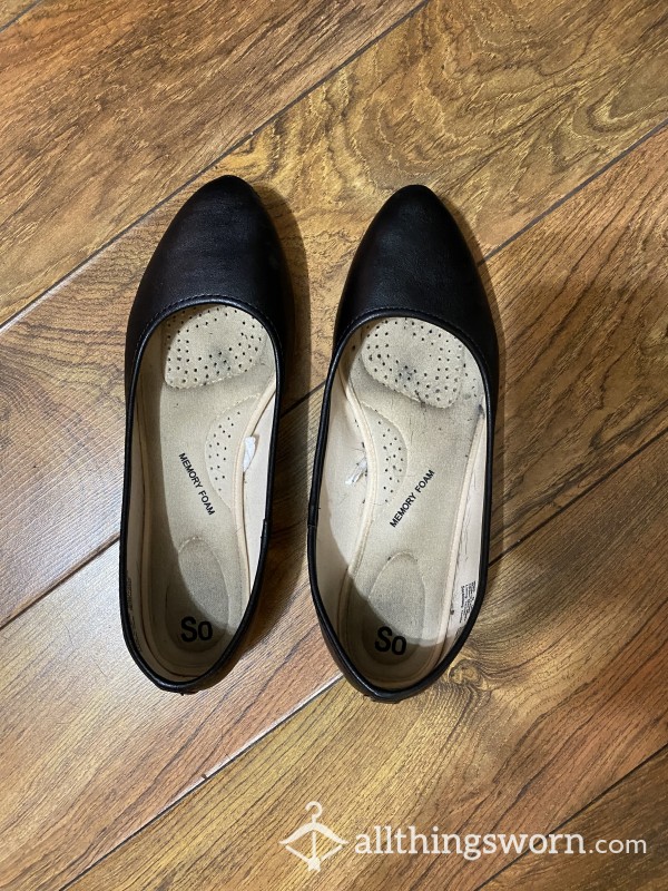 Well Worn Black Flats