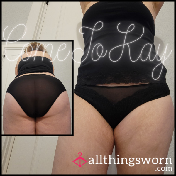 🖤 Very Old Black Sheer Bikini With Lace Overlay Front 🖤