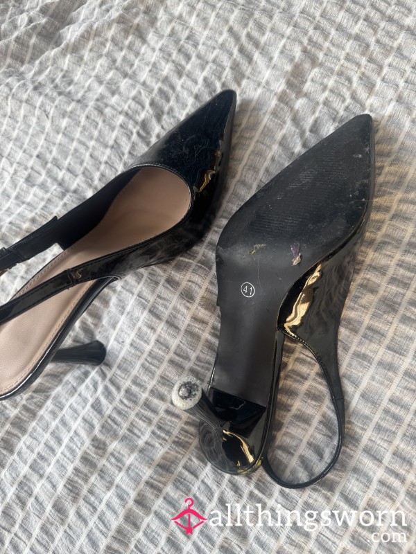 WELL WORN Black Slingback Kitten Heels 🐈‍⬛ 👠 💋