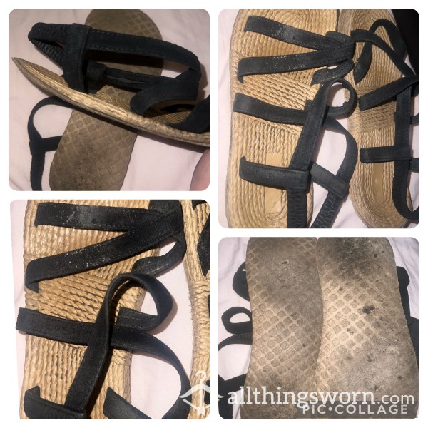 Well Worn Black Strappy Sandles