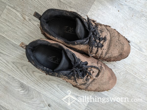 Well Worn Muddy Black Trainers