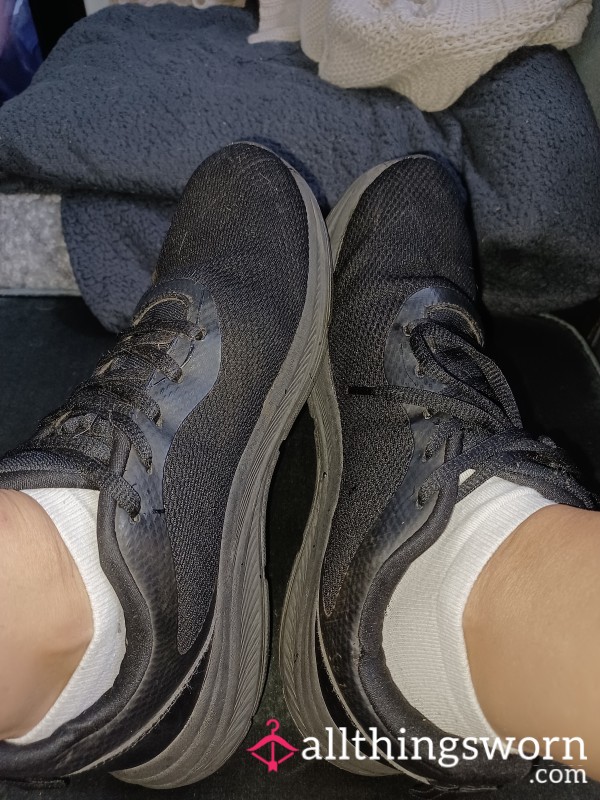 Well Worn Black Trainers Very Smelly And Dirty