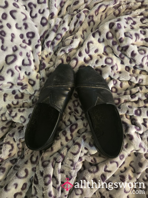 Well-worn Black Uniform Flats