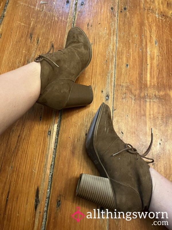 Well-Worn Brown Heeled Ankle Booties