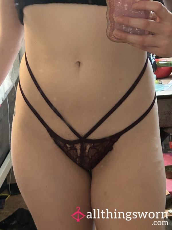 Well Worn Burgundy Lace Thong ♥️