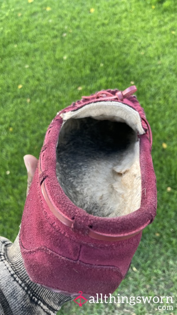 Well Worn Burgundy Moccasins