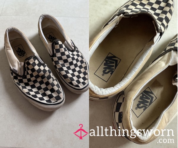 Well Worn Checkerboard Vans Size7