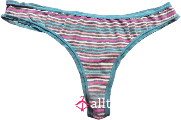 Well Worn Colorful Blue Striped Thong