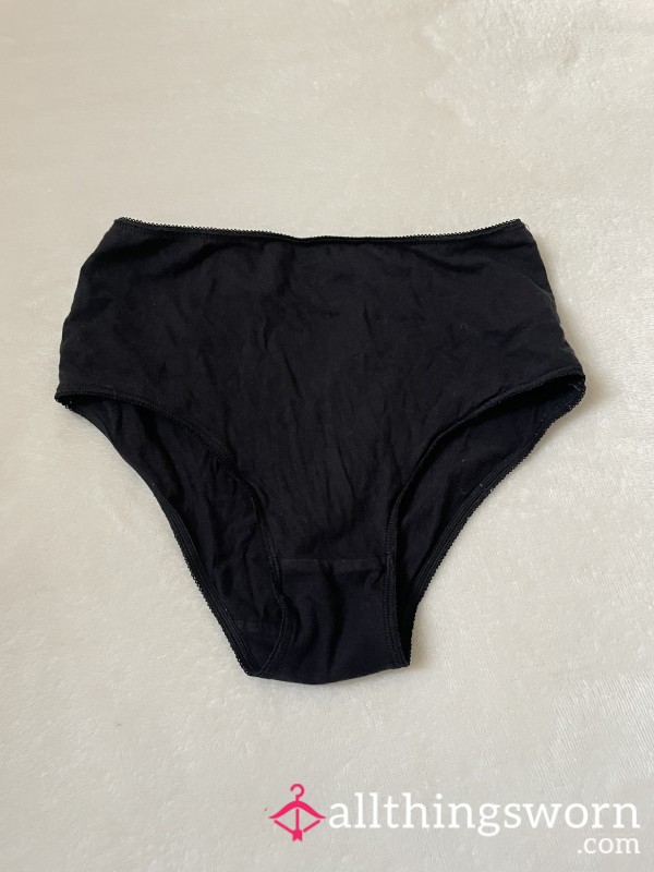 Well Worn Cotton Black Full Back Brief Panties