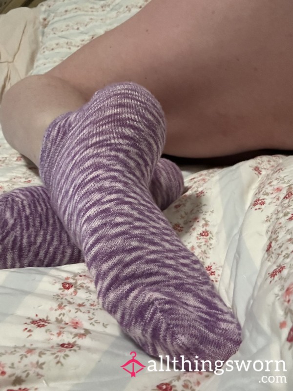 Well Worn, Cute Purple Ankle Socks That Are Extra Soft