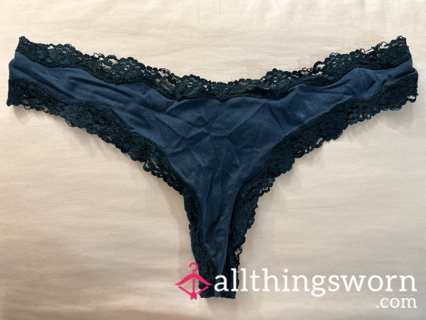 Well-worn Dark Blue Lacy Thong