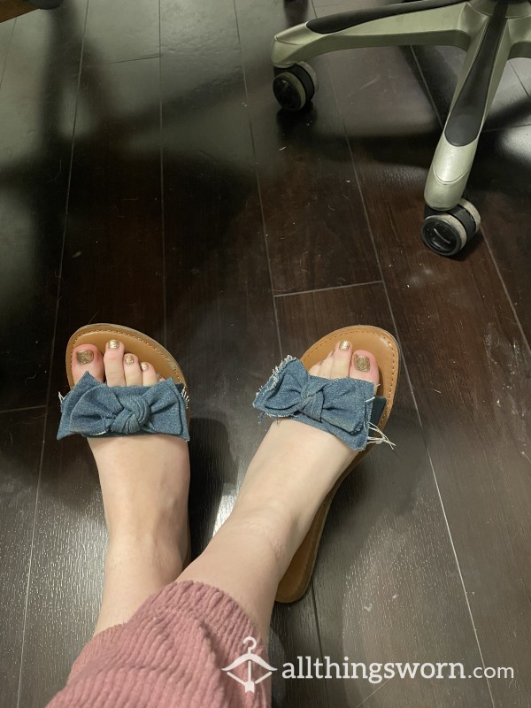 Well Worn Denim Flipflops