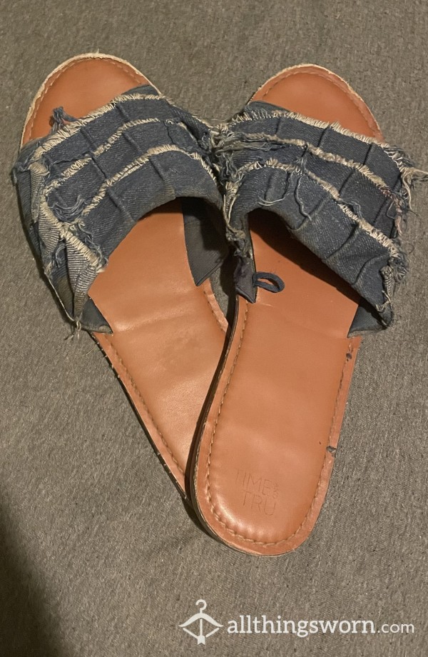 Well Worn Denim Slides