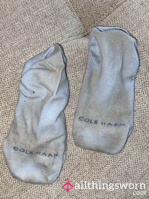 Well-Worn, Dirty, Blue No-Show Socks