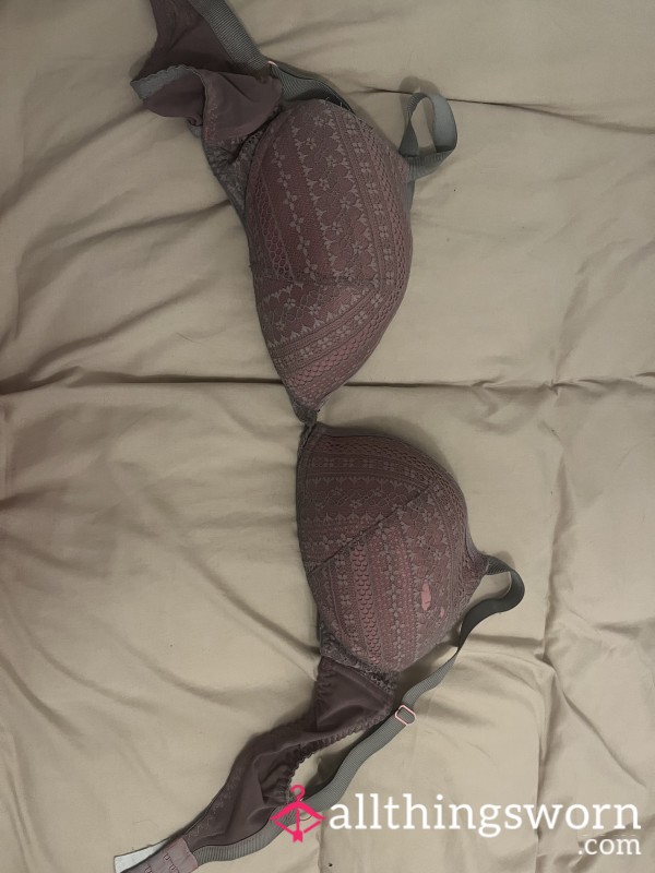 Well Worn Discoloured Pink Bra