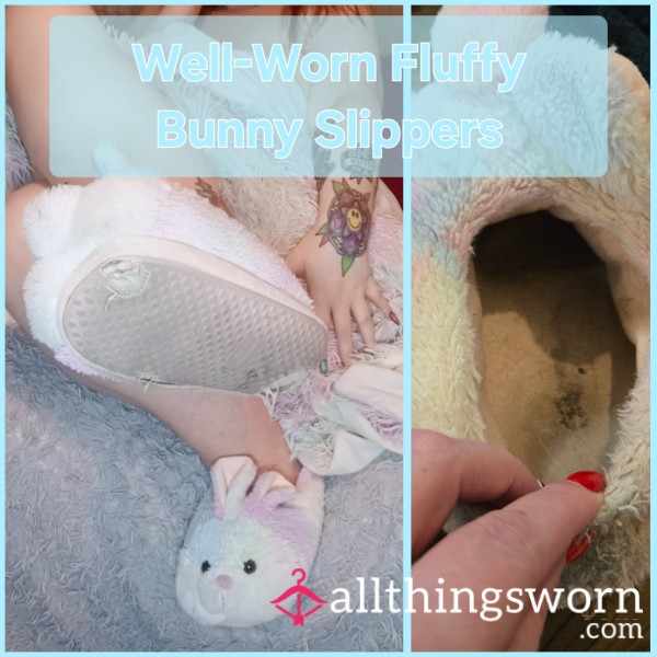 Well Worn Fluffy Bunny Slippers - INTRODUCTORY PRICE