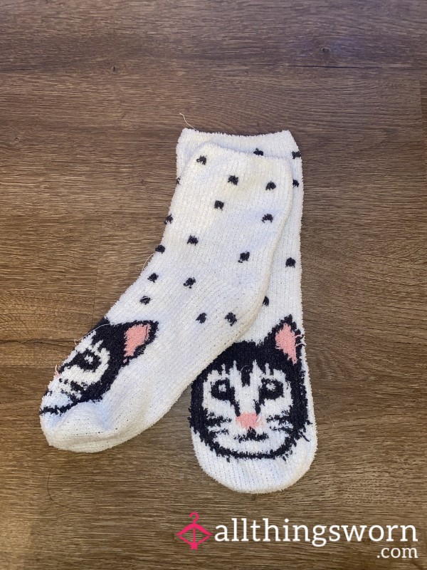 Well Worn Fuzzy Cat Socks