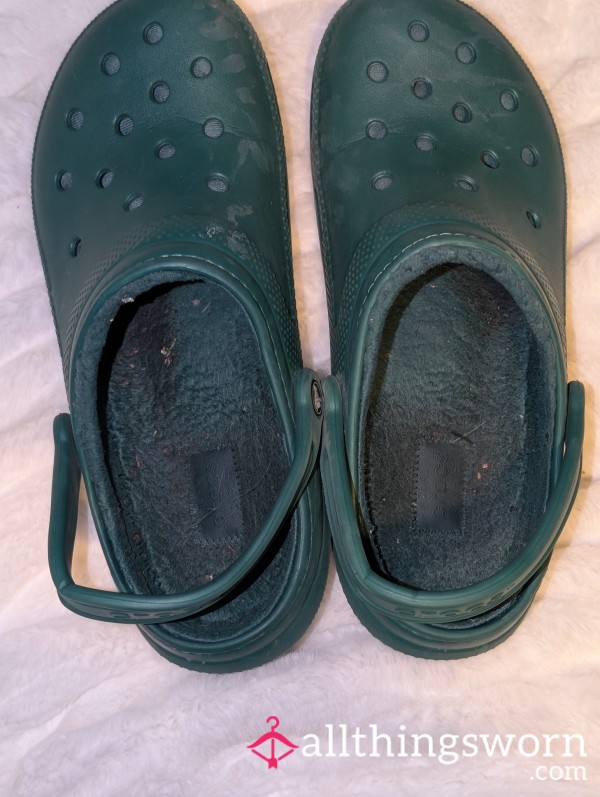 Well-worn Fuzzy Crocs