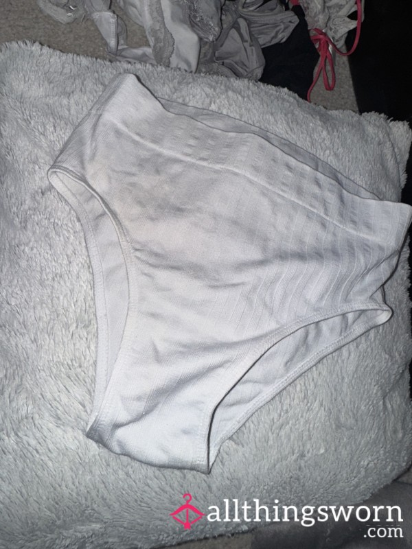 Well Worn High Waisted White Panties 🤍