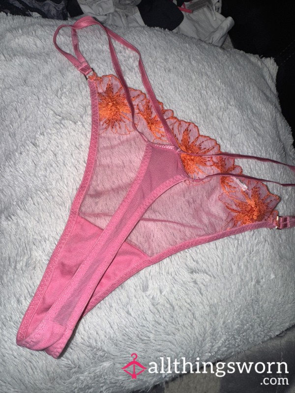 Well Worn Hot Pink And Orange Flor*l G-string🧡🩷