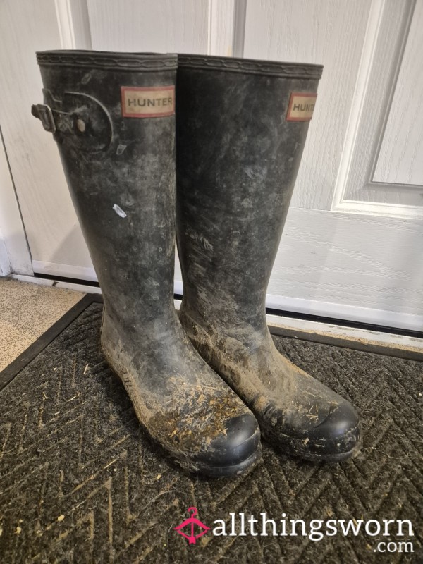 Well Worn Hunter Wellies Used For 18months To Muck Out Stables