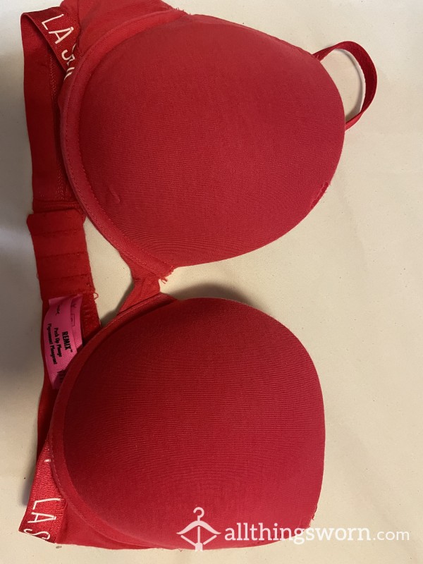 Well-Worn La Senza Red Remix Plunge Push-Up Bra 34D